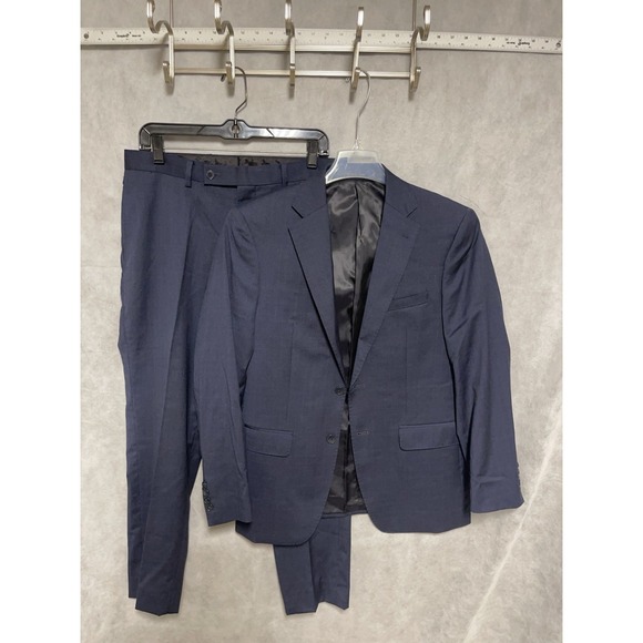 Calvin Klein Other - Calvin Klein Suit Men's 38S Blue Glen Plaid Wool Academia 32X27 Pants Luxury